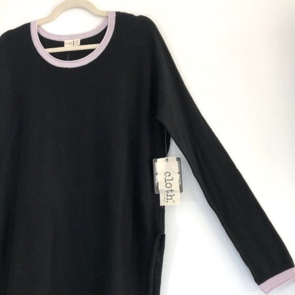 New Cloth by Design Convertible Tie Side Slit Sweater Black Purple Size XS - Picture 5 of 16